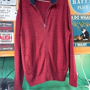 Nautica Men's Zip-Front Cardigan Sweater - Burgundy
